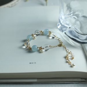 White Crystal Aquamarine Crystal Bracelet