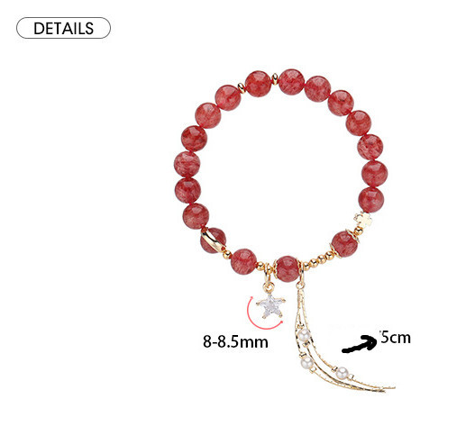 Natural Crystal Strawberry Crystal Bracelet Female Recruit Peach Pollen Crystal Lucky Transfer Beads Bracelet - Image 3