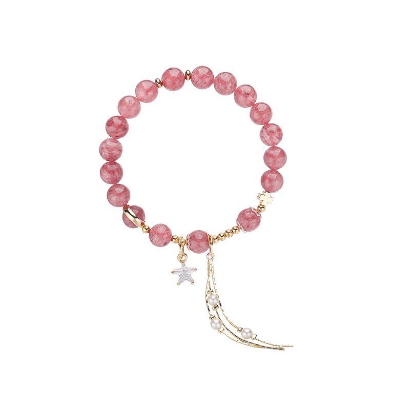 Natural Crystal Strawberry Crystal Bracelet Female Recruit Peach Pollen Crystal Lucky Transfer Beads Bracelet - Image 5