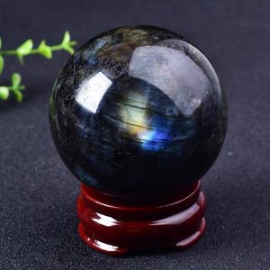 Original Stone Polished Gray Moonstone Play Ball Feng Shui Ornament