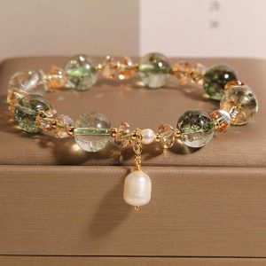 Natural Chorite Crystals Crystal Bracelet Female Light Luxury Minority High-grade Pearl